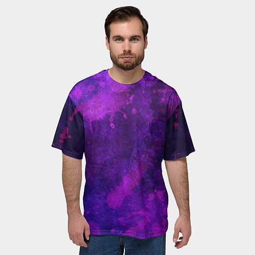 Мужская футболка оверсайз Текстура - Purple explosion / 3D-принт – фото 3