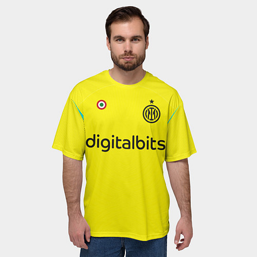 Мужская футболка оверсайз Лаутаро Мартинес Интер форма 2223 третья / 3D-принт – фото 3