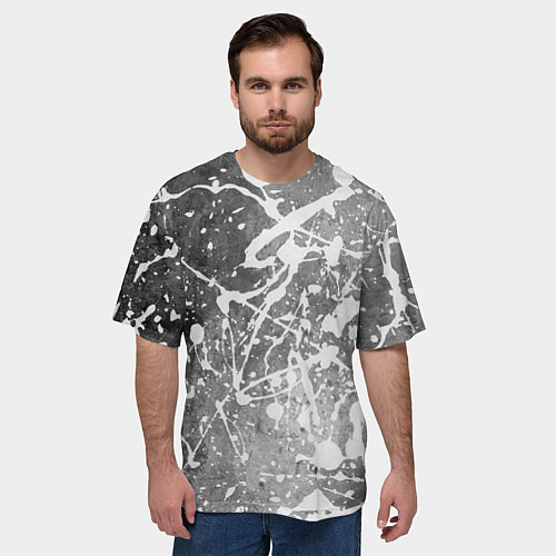 Мужская футболка оверсайз Текстура - White on gray / 3D-принт – фото 3