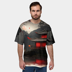 Футболка оверсайз мужская Домик у озера, цвет: 3D-принт — фото 2