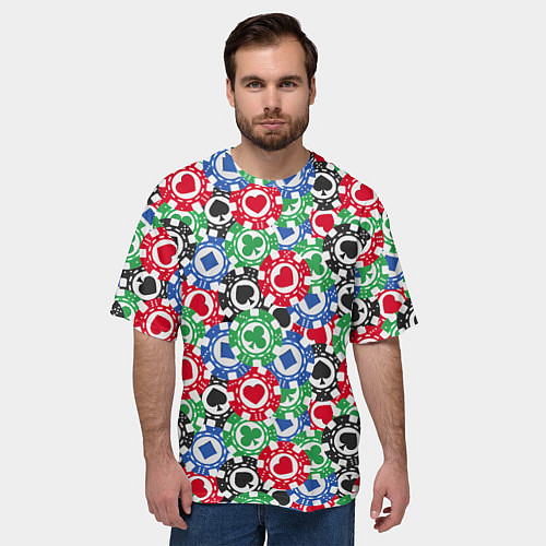 Мужская футболка оверсайз Фишки, Ставки, Покер / 3D-принт – фото 3