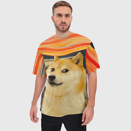 Мужская футболка оверсайз Собака Доге пародия на Крик / 3D-принт – фото 3
