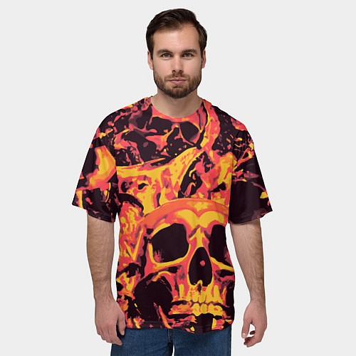 Мужская футболка оверсайз Лава Черепа / 3D-принт – фото 3