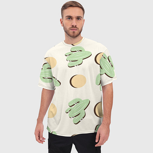 Мужская футболка оверсайз Пустынный кактус / 3D-принт – фото 3