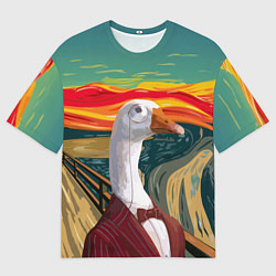 Футболка оверсайз мужская Утка пародия на картину Крик, цвет: 3D-принт