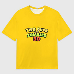 Футболка оверсайз мужская Two Guys & Zombies 3D - Лого на желтом, цвет: 3D-принт