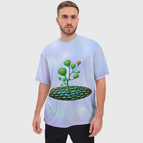 Мужская футболка оверсайз Инопланетная растительная жизнь / 3D-принт – фото 3