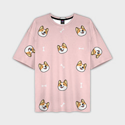 Мужская футболка оверсайз Pink corgi