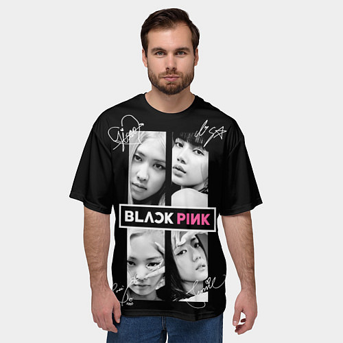 Мужская футболка оверсайз Blackpink - Autographs / 3D-принт – фото 3