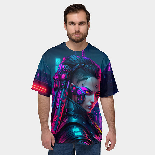 Мужская футболка оверсайз Девушка уличный боец / 3D-принт – фото 3