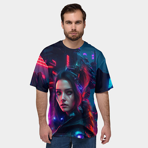 Мужская футболка оверсайз Футуристическая ведьма / 3D-принт – фото 3