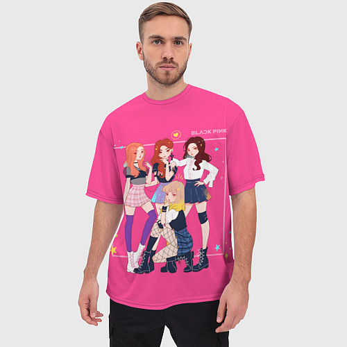 Мужская футболка оверсайз Blackpink anime poster / 3D-принт – фото 3