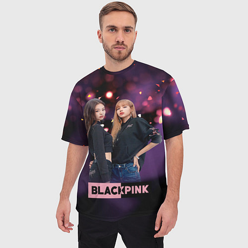 Мужская футболка оверсайз Blackpink purple / 3D-принт – фото 3