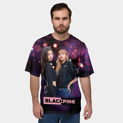 Мужская футболка оверсайз Blackpink purple / 3D-принт – фото 3