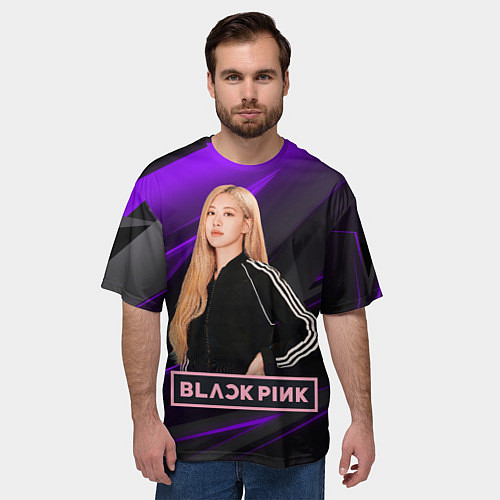 Мужская футболка оверсайз Rose Blackpink / 3D-принт – фото 3