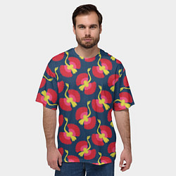 Футболка оверсайз мужская Тропические птицы, цвет: 3D-принт — фото 2