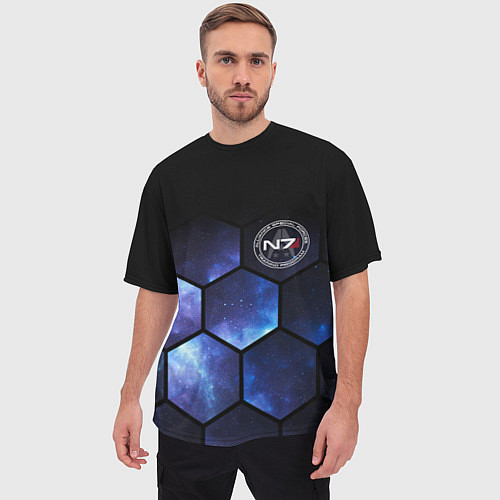 Мужская футболка оверсайз Mass Effect - N7 - Космос / 3D-принт – фото 3