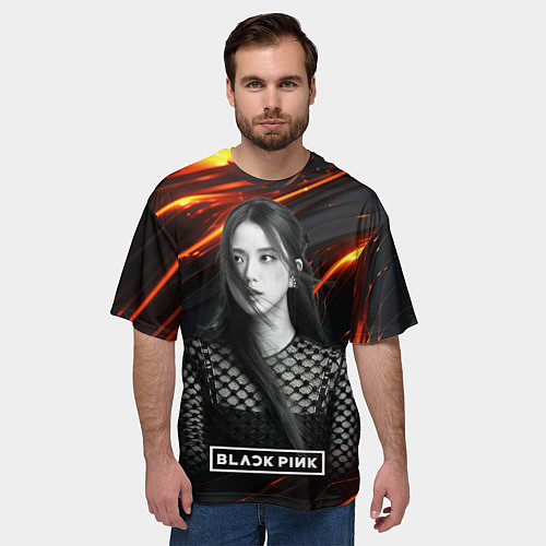 Мужская футболка оверсайз Jisoo gold / 3D-принт – фото 3