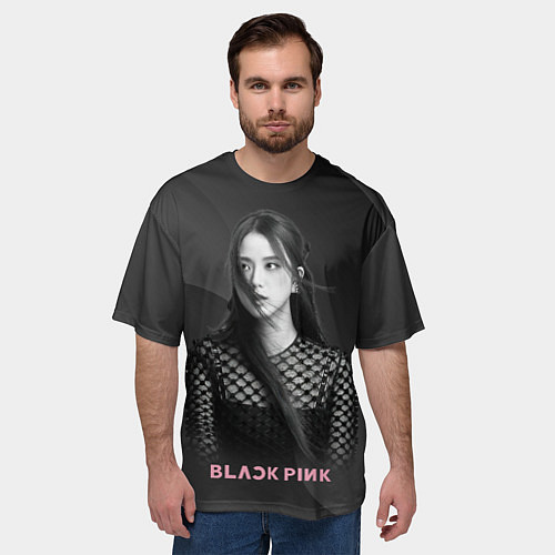 Мужская футболка оверсайз Jisoo black / 3D-принт – фото 3