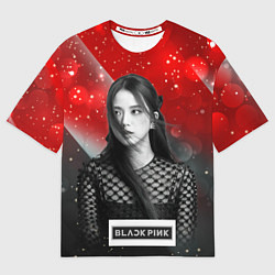 Футболка оверсайз мужская Jisoo black red background, цвет: 3D-принт