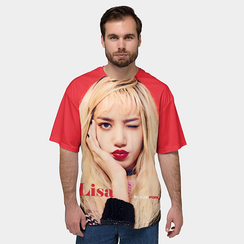 Мужская футболка оверсайз Blackpink Lisa bright makeup / 3D-принт – фото 3