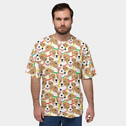 Футболка оверсайз мужская Джек рассел терьер в разноцветных ошейниках, цвет: 3D-принт — фото 2