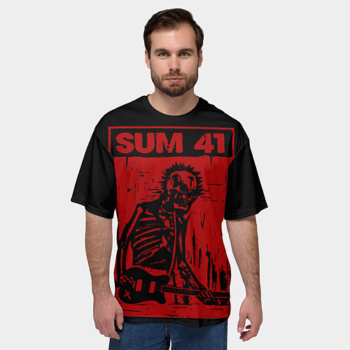 Мужская футболка оверсайз Sum41 - Skeleton / 3D-принт – фото 3