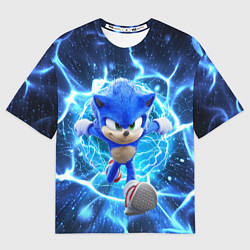 Футболка оверсайз мужская Sonic electric waves, цвет: 3D-принт