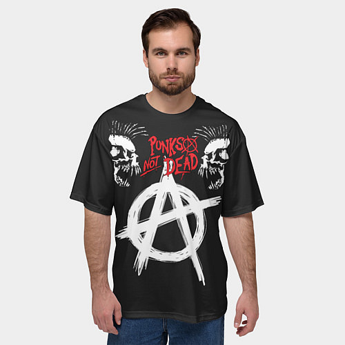 Мужская футболка оверсайз Punks not dead - анархия / 3D-принт – фото 3