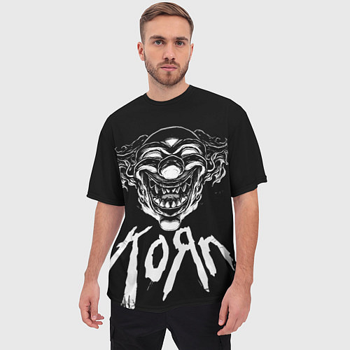 Мужская футболка оверсайз KoЯn - clown face / 3D-принт – фото 3