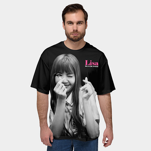 Мужская футболка оверсайз Blackpink Lisa Sign of love / 3D-принт – фото 3