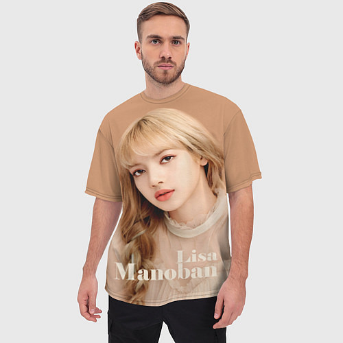 Мужская футболка оверсайз Blackpink Lisa blonde / 3D-принт – фото 3