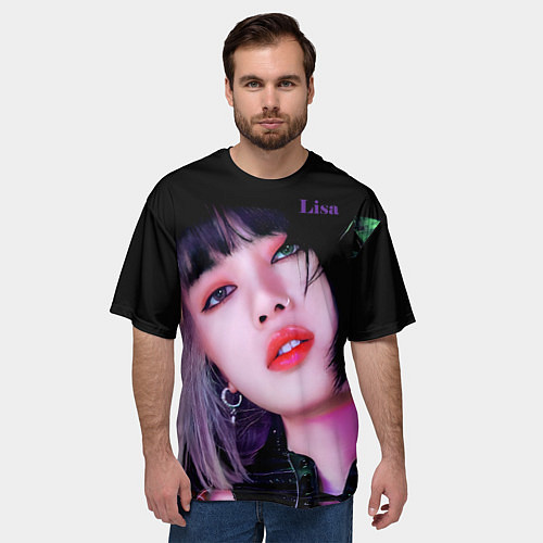 Мужская футболка оверсайз Blackpink Lisa brunette / 3D-принт – фото 3