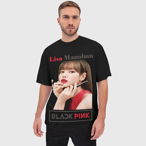 Мужская футболка оверсайз Blackpink Lisa paints lips / 3D-принт – фото 3