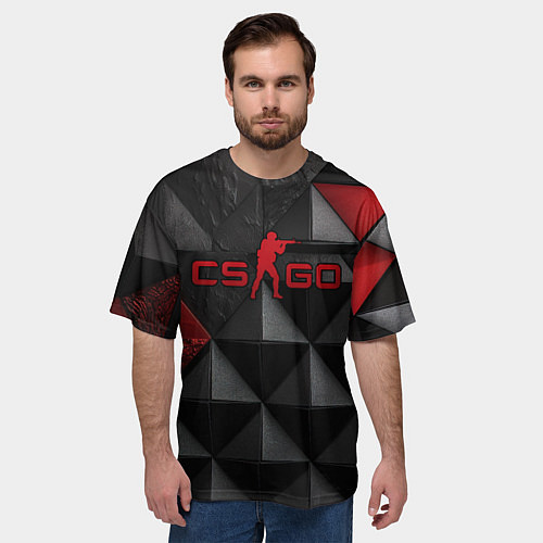Мужская футболка оверсайз CS GO abstract texture / 3D-принт – фото 3