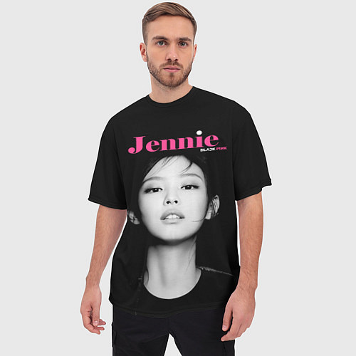 Мужская футболка оверсайз Blackpink Jennie Portrait / 3D-принт – фото 3