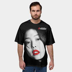 Футболка оверсайз мужская Blackpink Jennie Red lips, цвет: 3D-принт — фото 2
