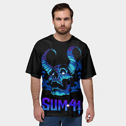 Футболка оверсайз мужская Sum41 horns skull, цвет: 3D-принт — фото 2