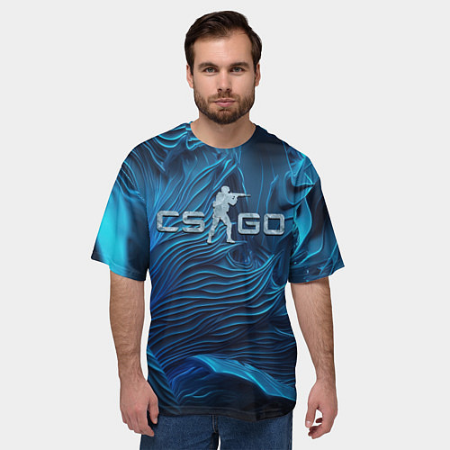 Мужская футболка оверсайз CS GO ice logo / 3D-принт – фото 3