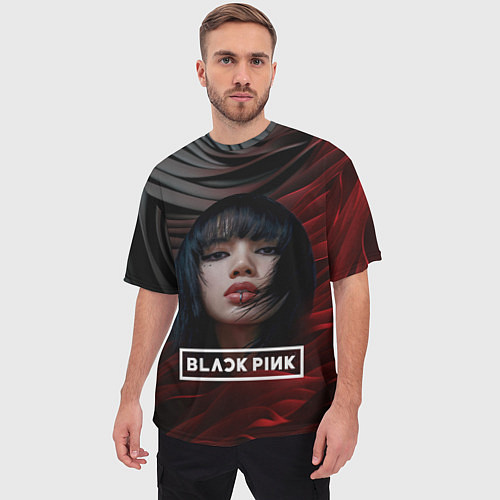 Мужская футболка оверсайз Blackpink red and black / 3D-принт – фото 3