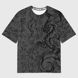 Футболка оверсайз мужская Black dragon - grunge, цвет: 3D-принт