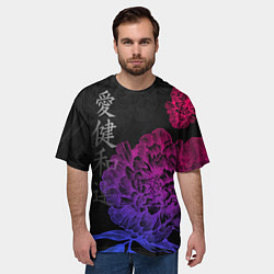 Футболка оверсайз мужская Neon flowers - japanese art, цвет: 3D-принт — фото 2