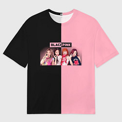 Футболка оверсайз мужская Черно-розовый градиент Black Pink, цвет: 3D-принт