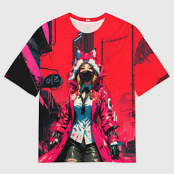 Футболка оверсайз мужская Девушка-лиса кицунэ, цвет: 3D-принт