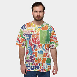Футболка оверсайз мужская Красочные каракули, цвет: 3D-принт — фото 2