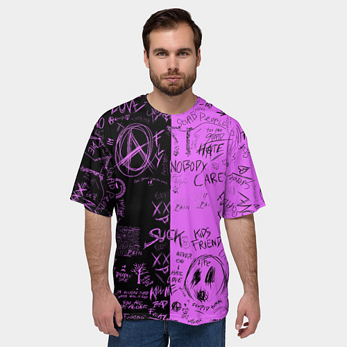 Мужская футболка оверсайз Dead inside purple black / 3D-принт – фото 3