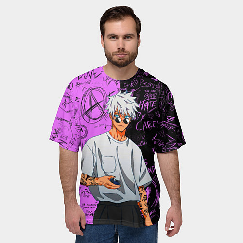 Мужская футболка оверсайз Модный Сатору Годжо - Магическая битва / 3D-принт – фото 3