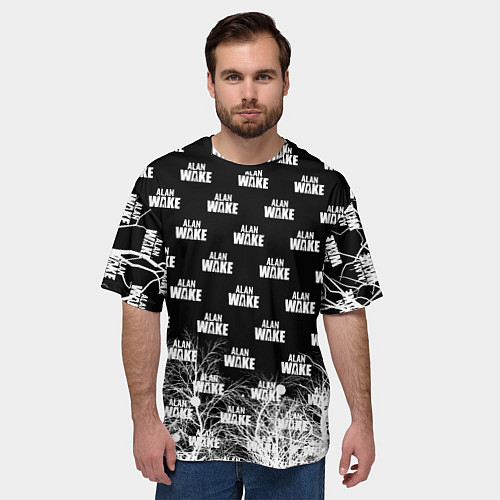 Мужская футболка оверсайз Алан Вейк узор / 3D-принт – фото 3