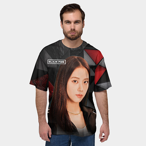 Мужская футболка оверсайз Джису из Блэкпинк / 3D-принт – фото 3
