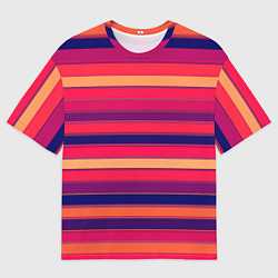 Мужская футболка оверсайз Полосатый ярко-красный